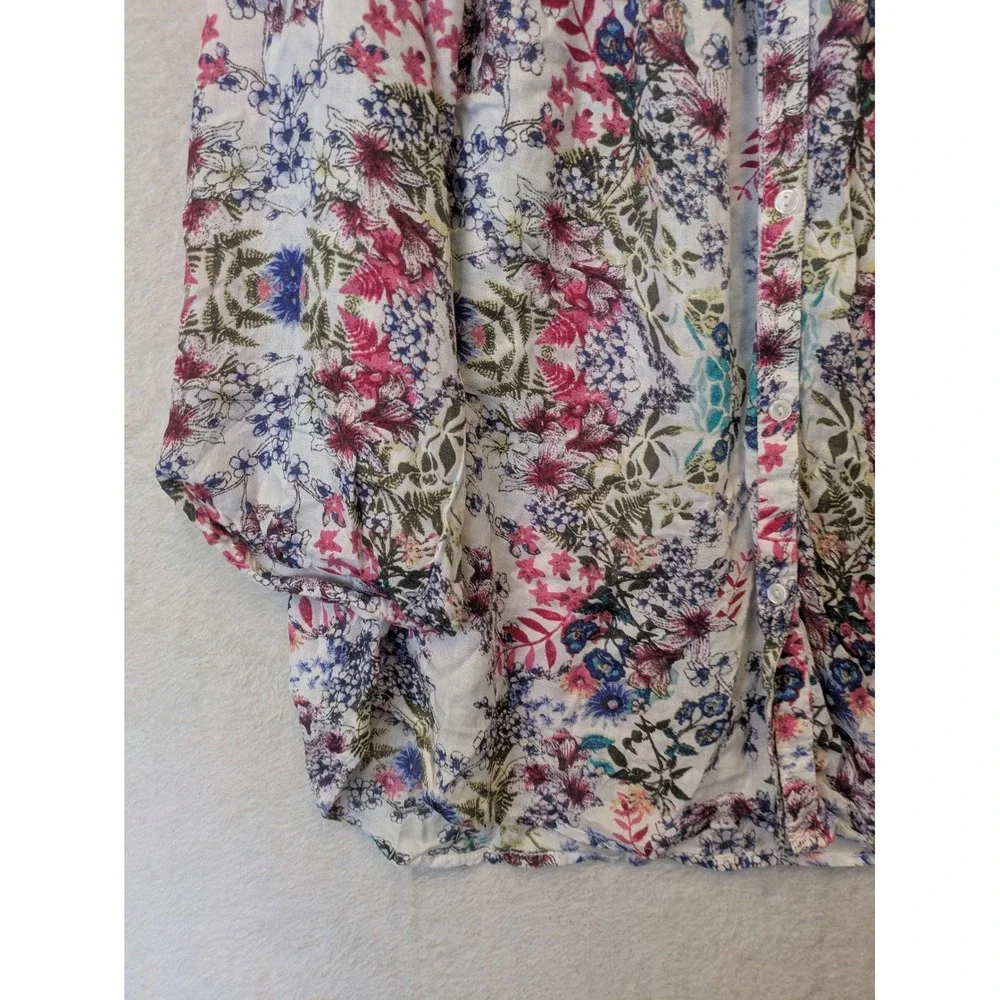 Caffé Marrakesh Blouse Women's XL White Floral Lace Trim Button Front - Picture 2 of 10
